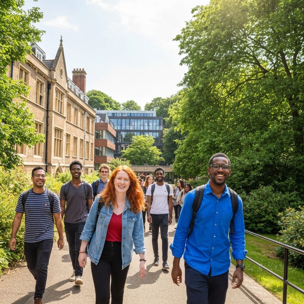 ブリストル大学のキャンパスを歩く学生たち
